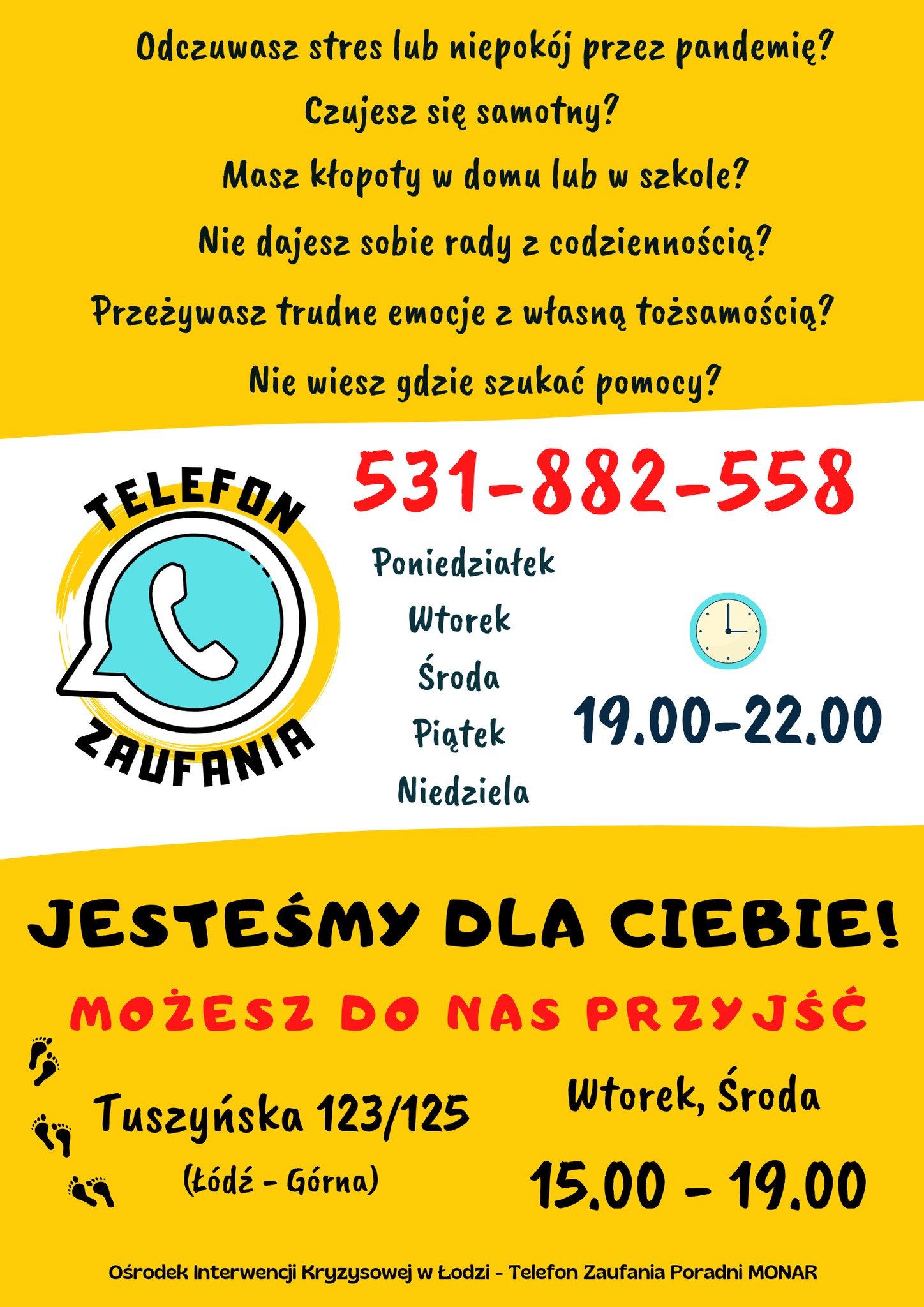 Telefon Zaufania nr 531-882-558 plakat